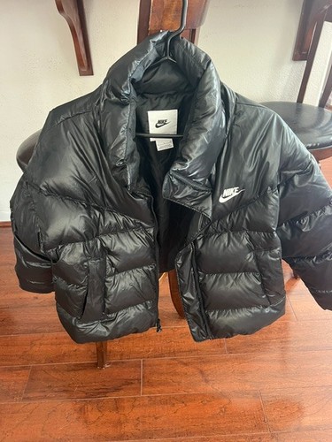 Nike black cropped puffer - black,